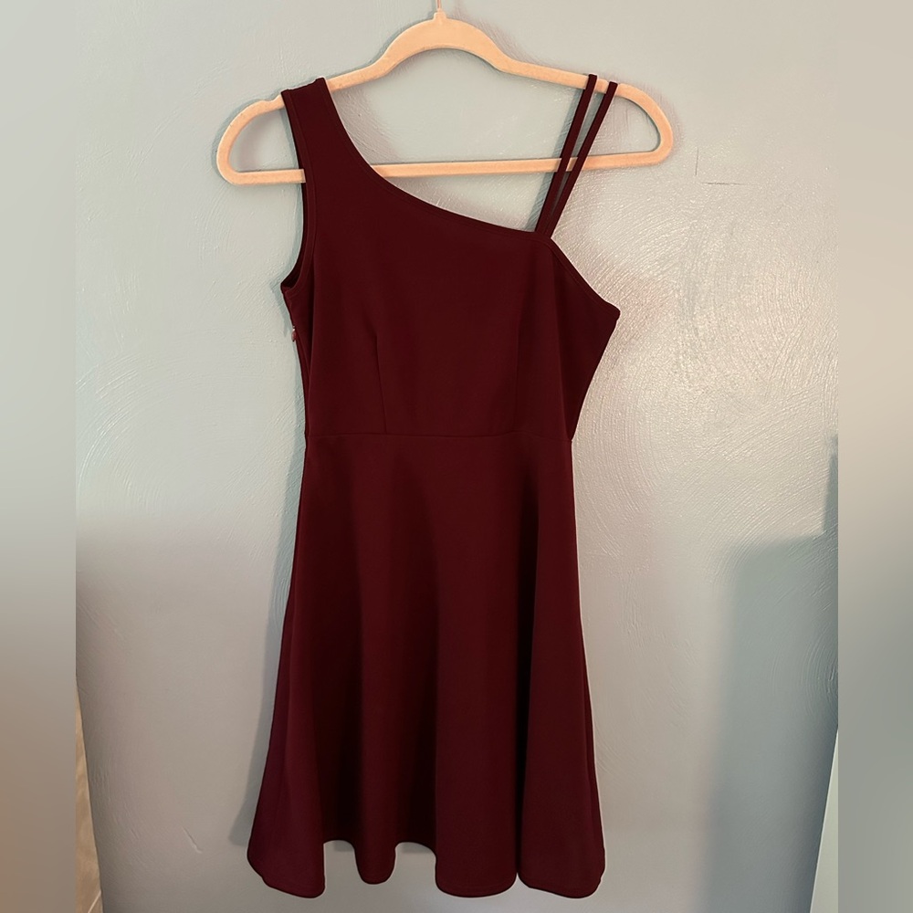 EUC SHEIN Red One Shoulder A-Line Cocktail Dress
